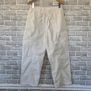 Gap Mid Rise Cargo Parachute Pants White Cotton Med Resort Casual Relaxed NEW